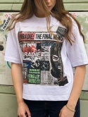 Newspaper boxy tee white