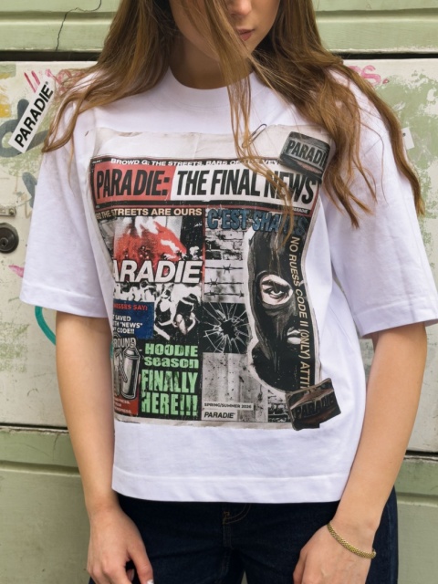 Newspaper boxy tee white